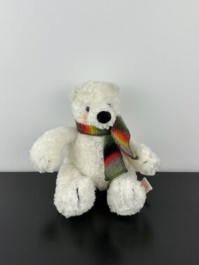 Russ Berrie Flurrie White Polar Bear Teddy 6” Winter Scarf Plush Stuffed Animal